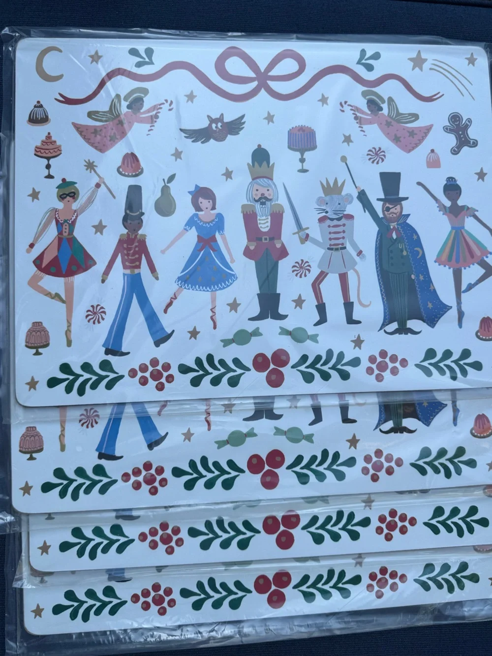 Pottery Barn Kids x Rifle Paper Co. Christmas Nutcracker Cork Placemats Set of 4